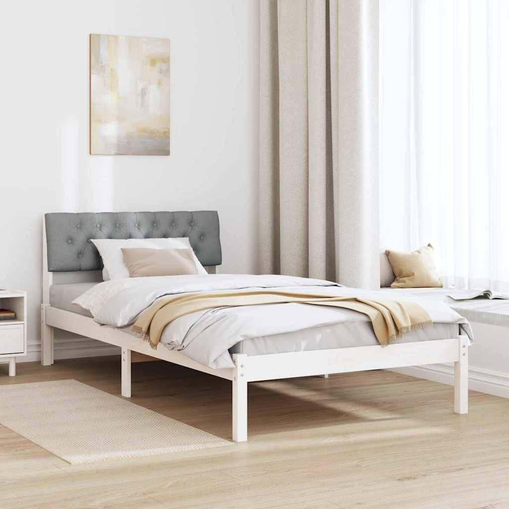 vidaXL Bettgestell Weiß und Hellgrau 100 x 200 cm Massivholz Kiefer