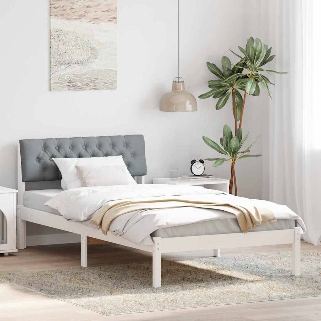 vidaXL Bettgestell Weiß und Hellgrau 100 x 200 cm Massivholz Kiefer