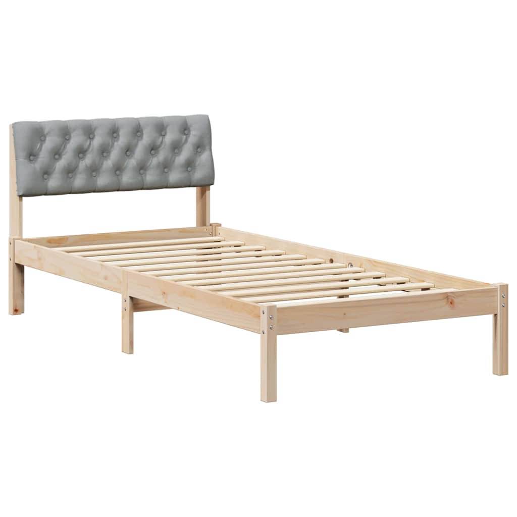 vidaXL Bettgestell Braun und hellgrau 90 x 190 cm Massivholz Kiefer