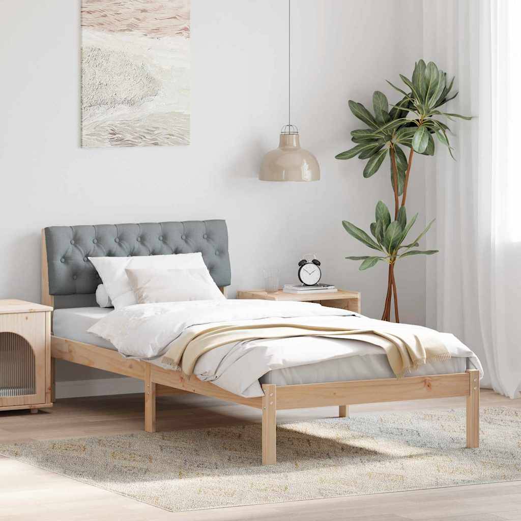 vidaXL Bettgestell Braun und hellgrau 90 x 190 cm Massivholz Kiefer