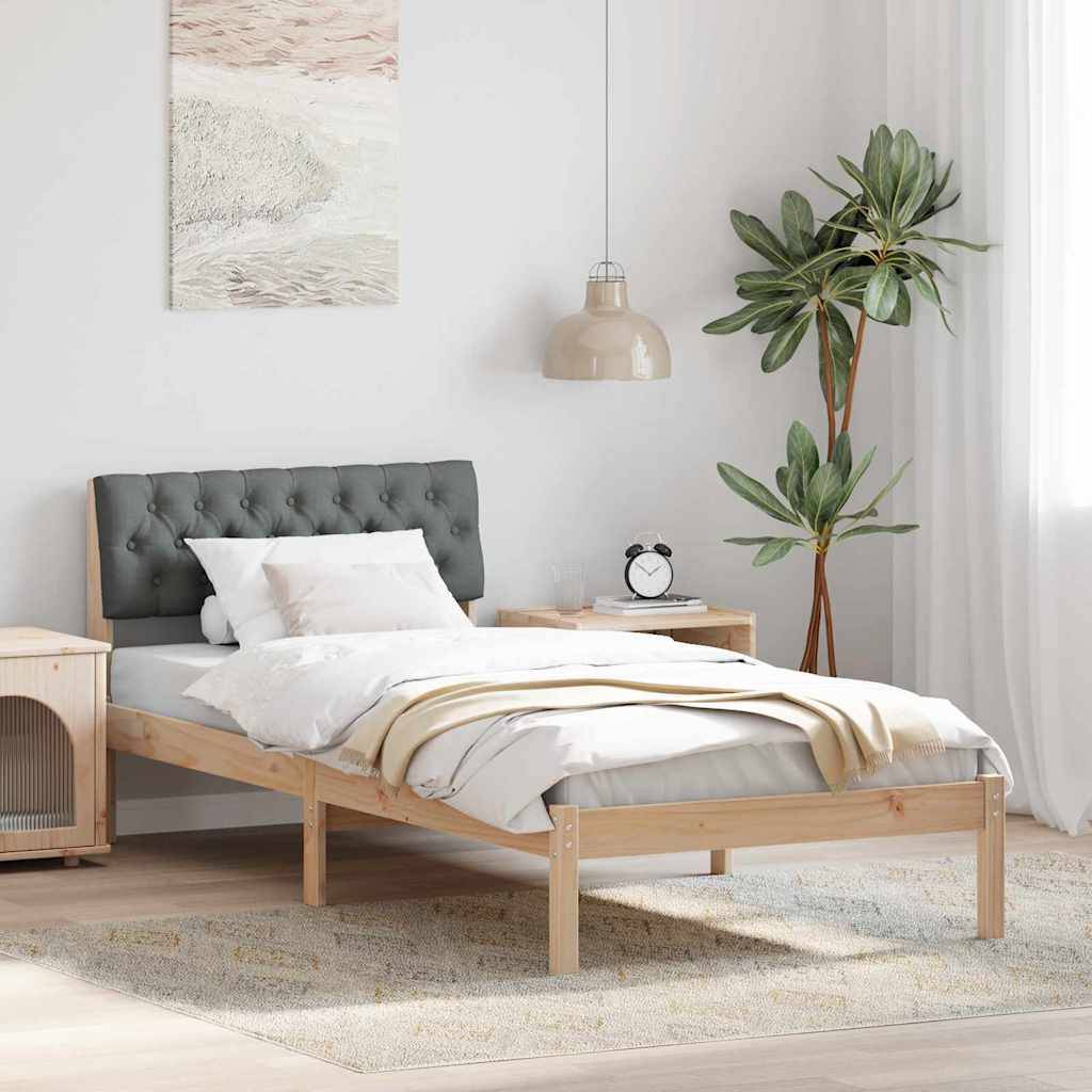 vidaXL Bettgestell Braun und Dunkelgrau 90 x 190 cm Massivholz Kiefer