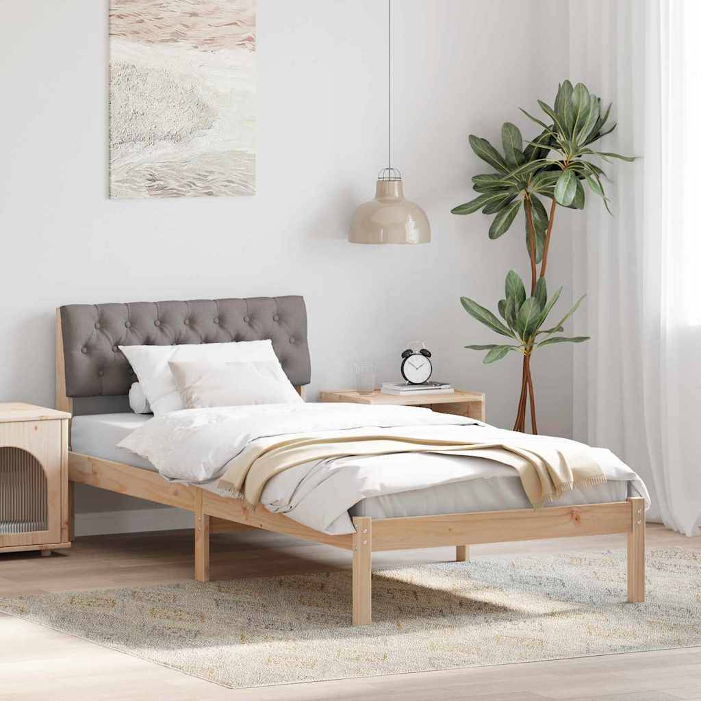 vidaXL Bettgestell Braun und Taupe 90 x 190 cm Massivholz Kiefer