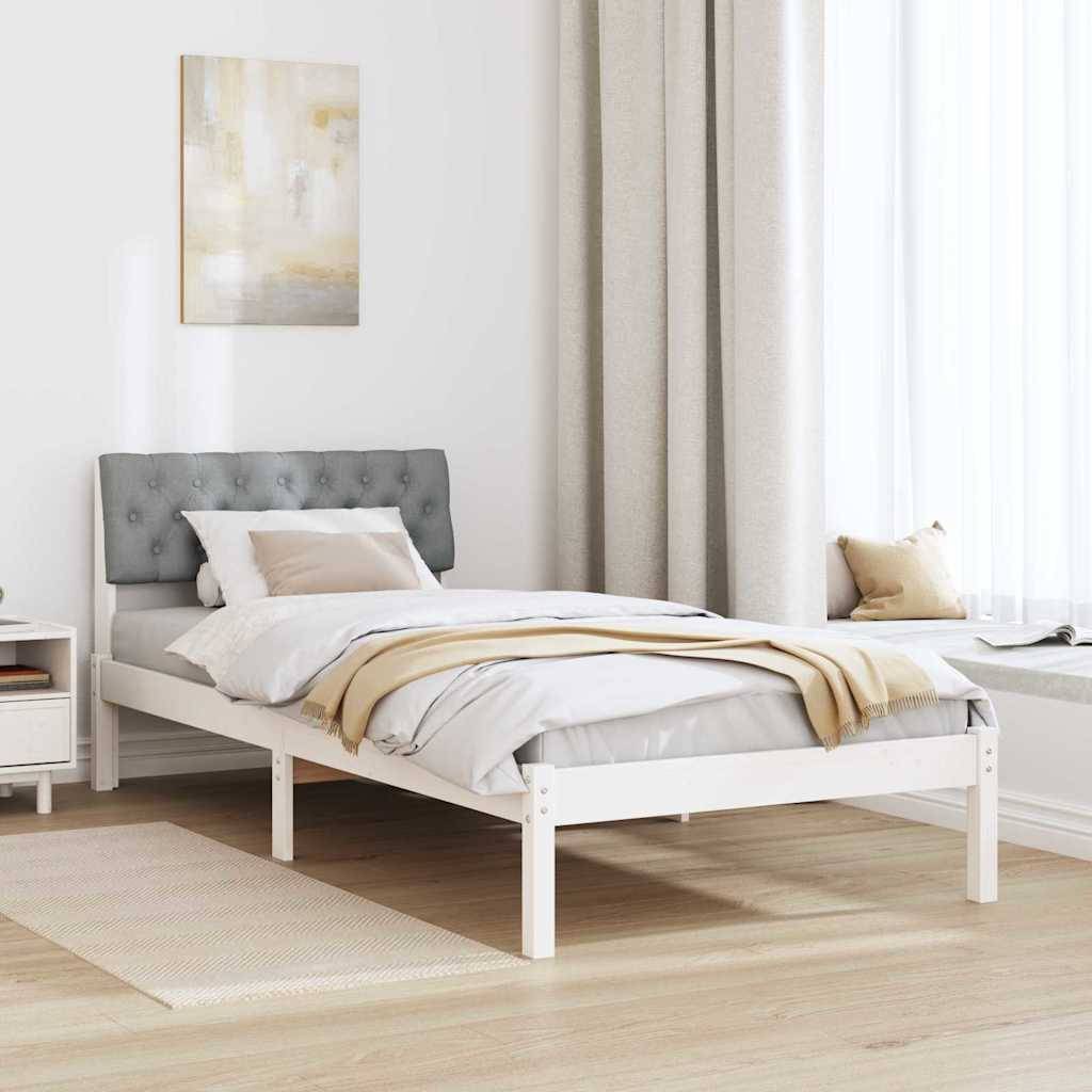 vidaXL Bettgestell Weiß und Hellgrau 90 x 200 cm Massivholz Kiefer