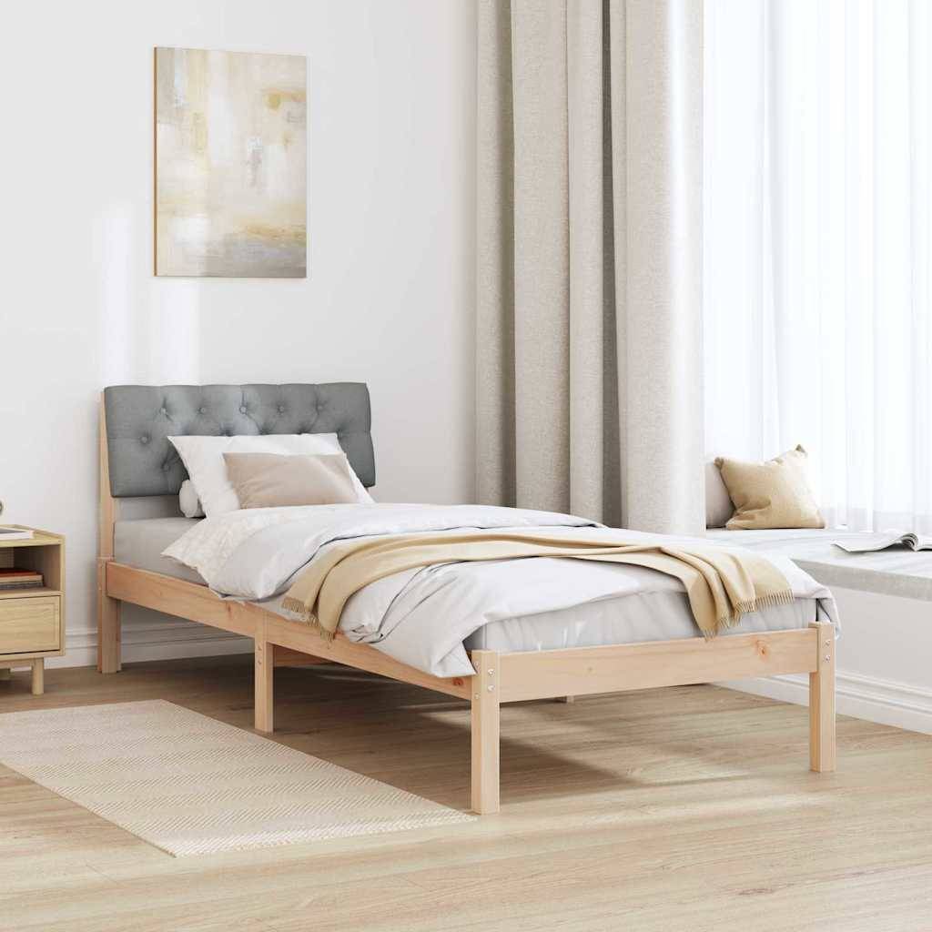 vidaXL Bettgestell Braun und hellgrau 75 x 190 cm Massivholz Kiefer