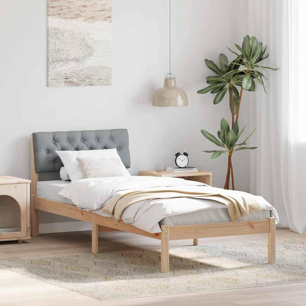 vidaXL Bettgestell Braun und hellgrau 75 x 190 cm Massivholz Kiefer