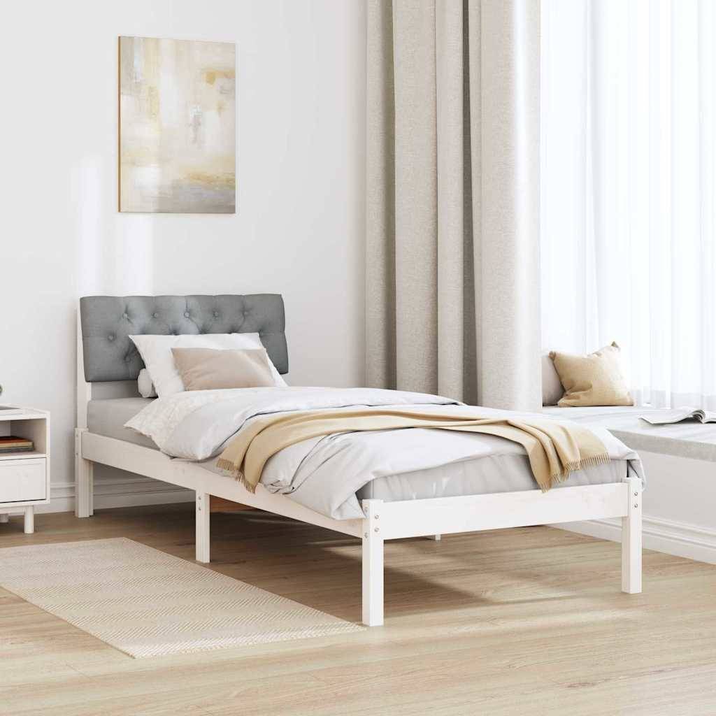 vidaXL Bettgestell Weiß und Hellgrau 80 x 200 cm Massivholz Kiefer