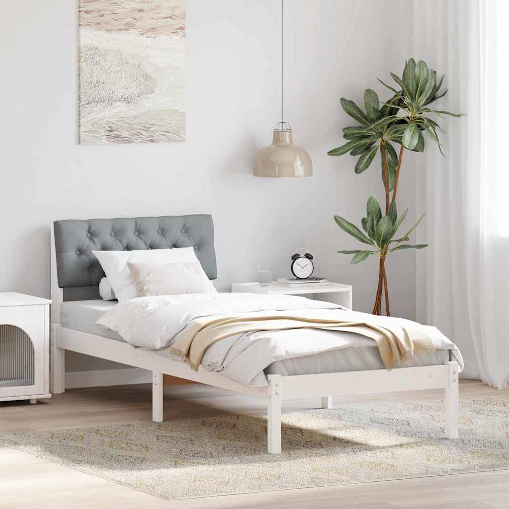 vidaXL Bettgestell Weiß und Hellgrau 80 x 200 cm Massivholz Kiefer