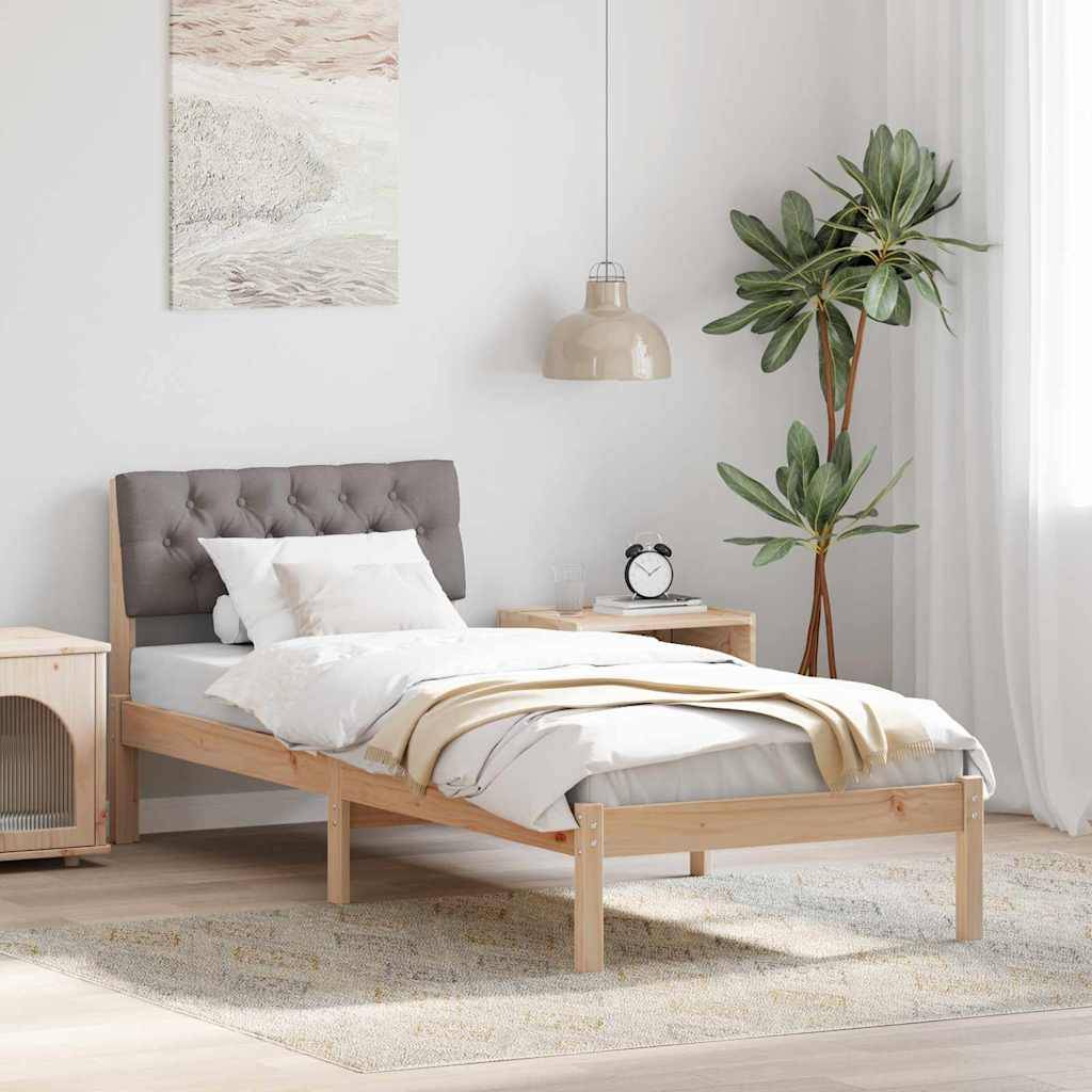 vidaXL Bettgestell Braun und Taupe 75 x 190 cm Massivholz Kiefer