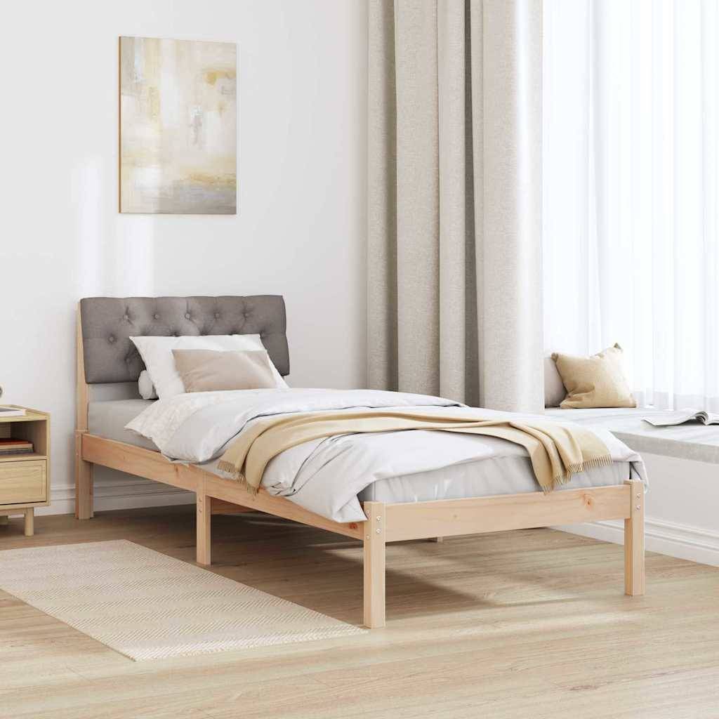 vidaXL Bettgestell Braun und Taupe 75 x 190 cm Massivholz Kiefer