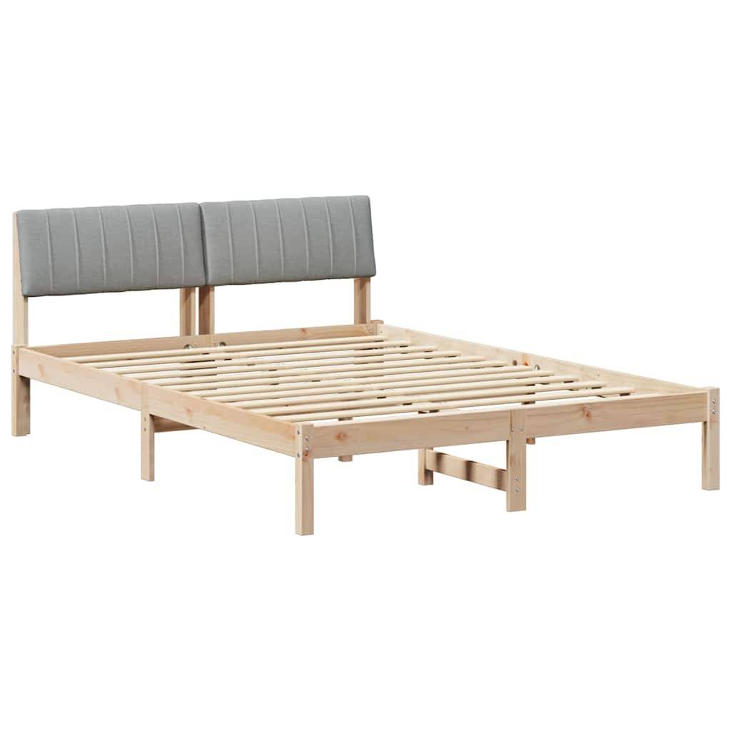 vidaXL Bettgestell Braun und hellgrau 135 x 190 cm Massivholz Kiefer