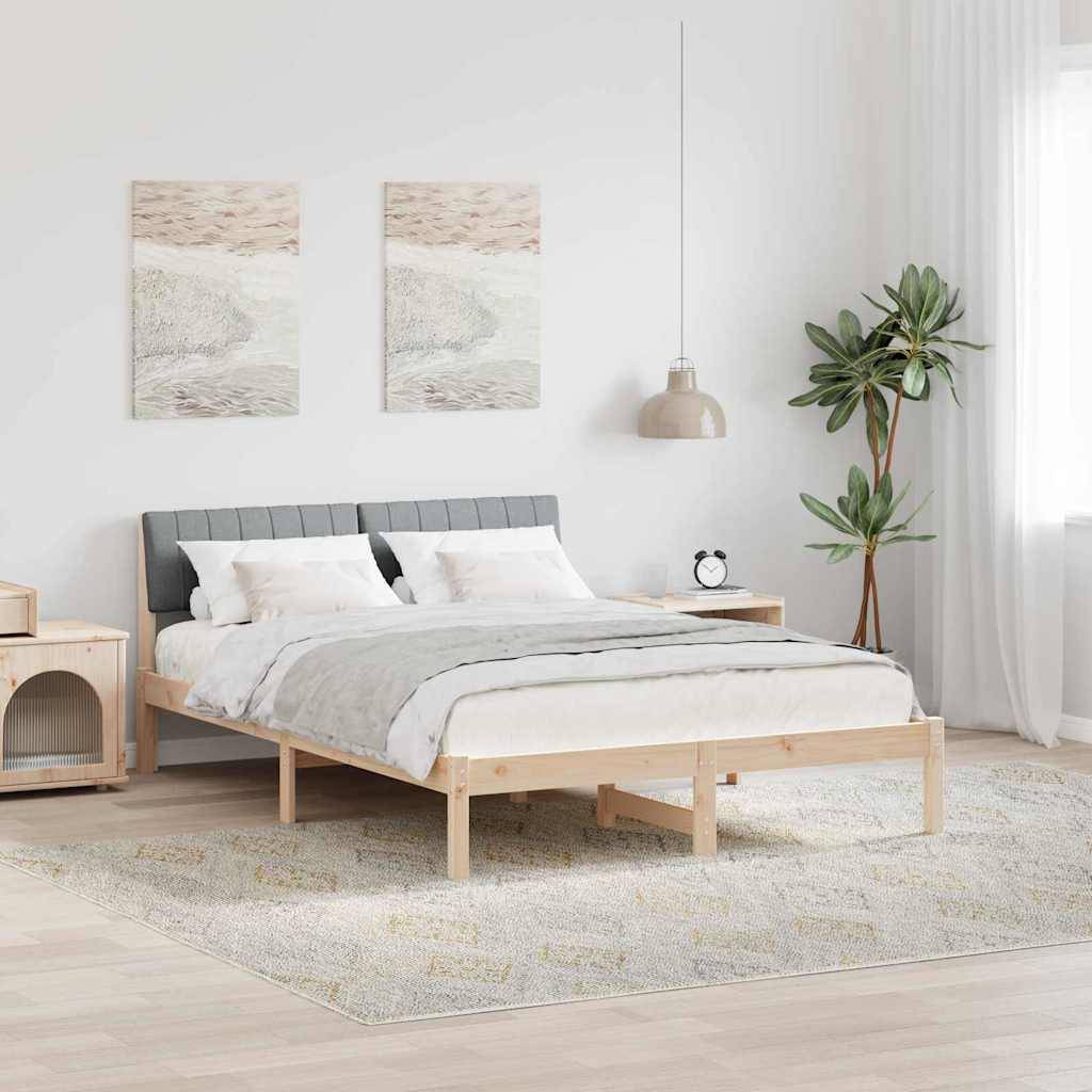 vidaXL Bettgestell Braun und hellgrau 135 x 190 cm Massivholz Kiefer