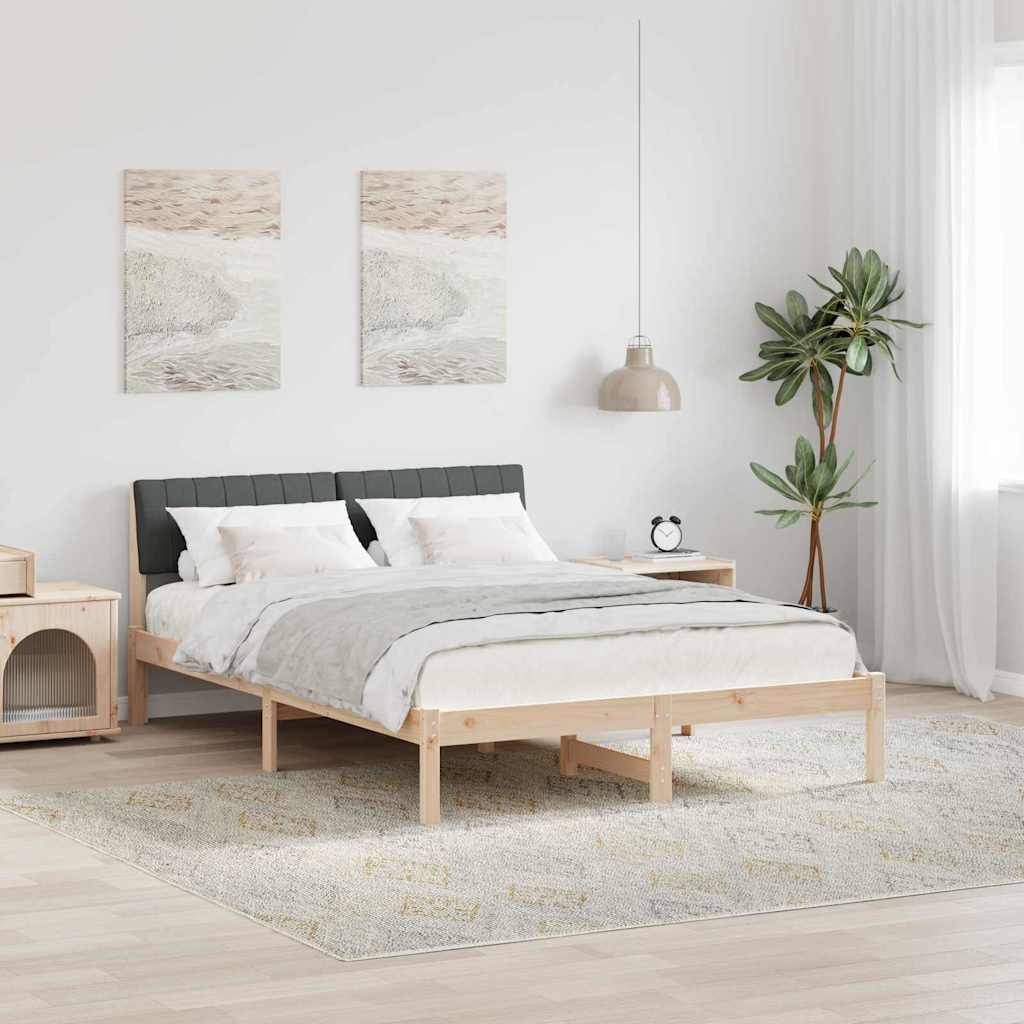 vidaXL Bettgestell Braun und Dunkelgrau 135 x 190 cm Massivholz Kiefer