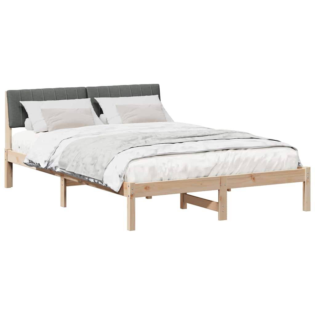 vidaXL Bettgestell Braun und Dunkelgrau 135 x 190 cm Massivholz Kiefer