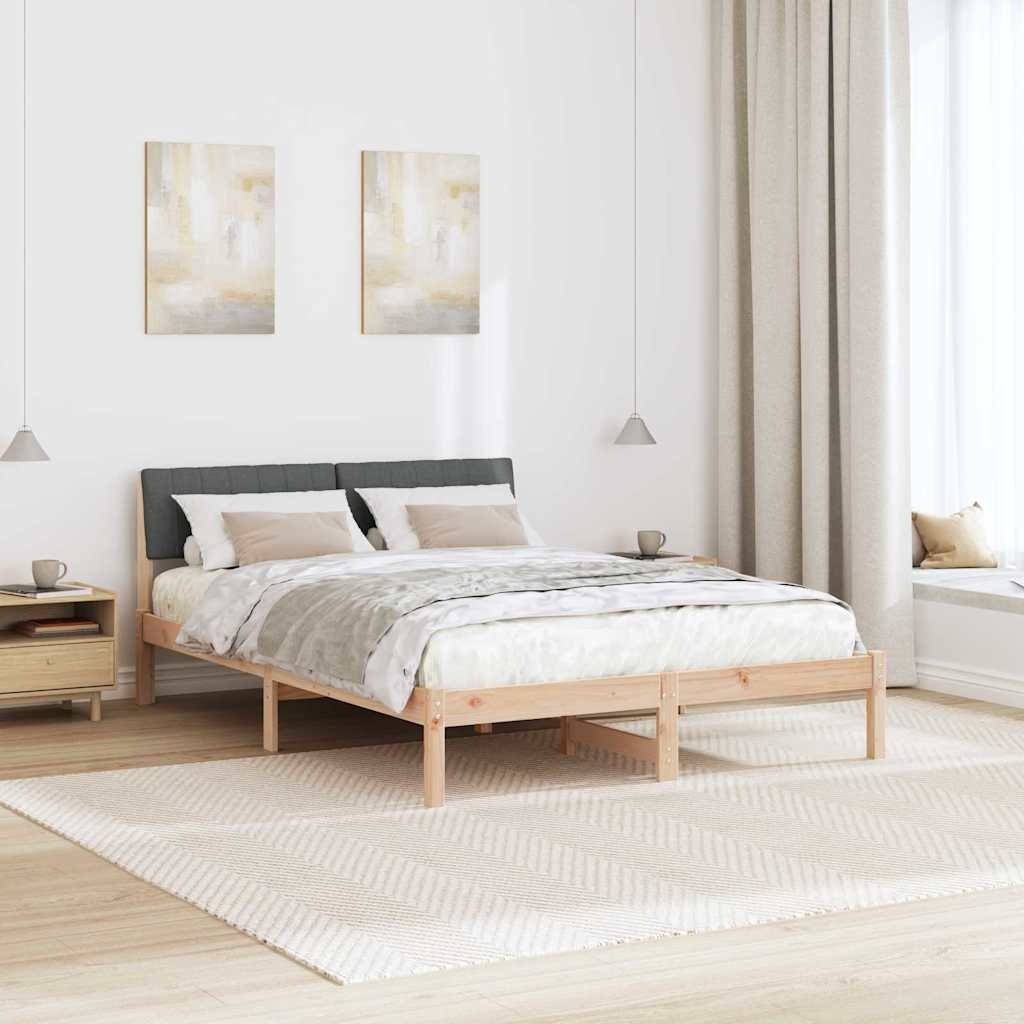 vidaXL Bettgestell Braun und Dunkelgrau 135 x 190 cm Massivholz Kiefer