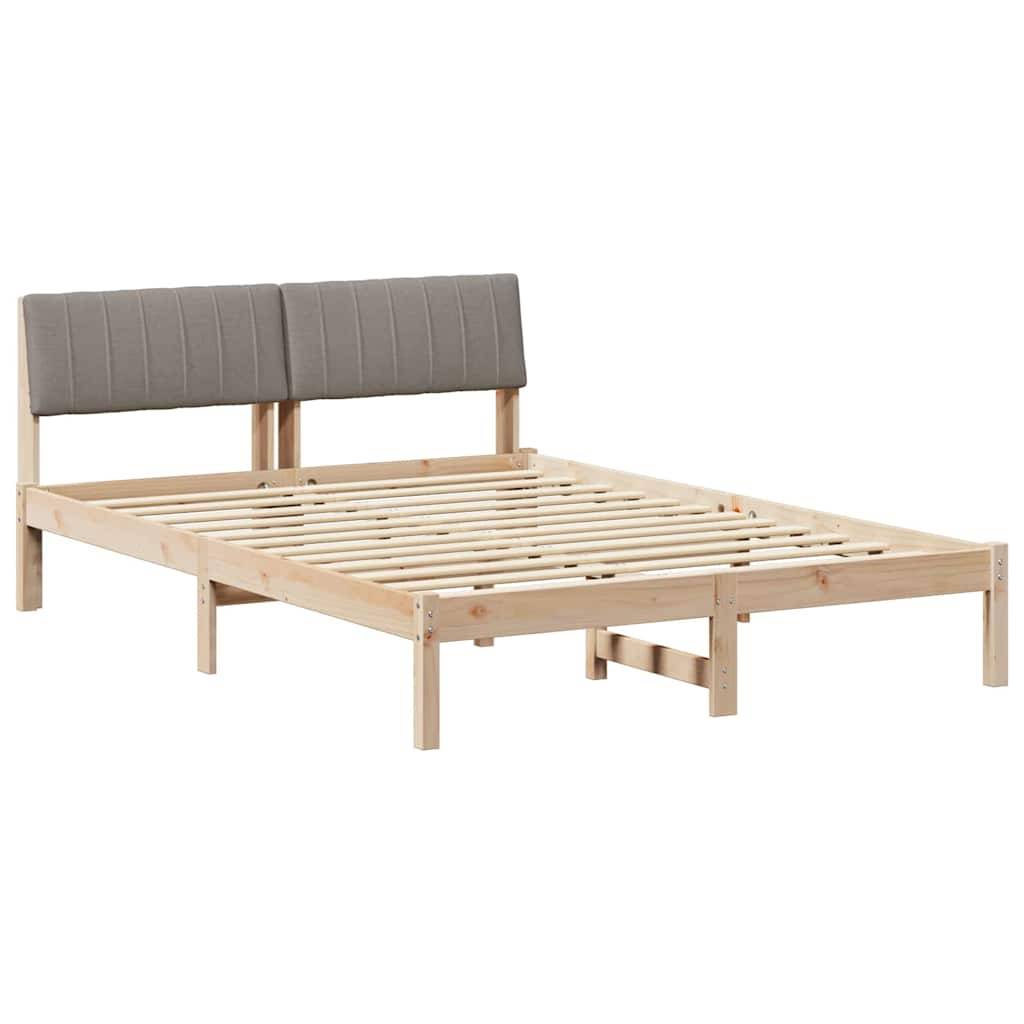 vidaXL Bettgestell Braun und Taupe 135 x 190 cm Massivholz Kiefer