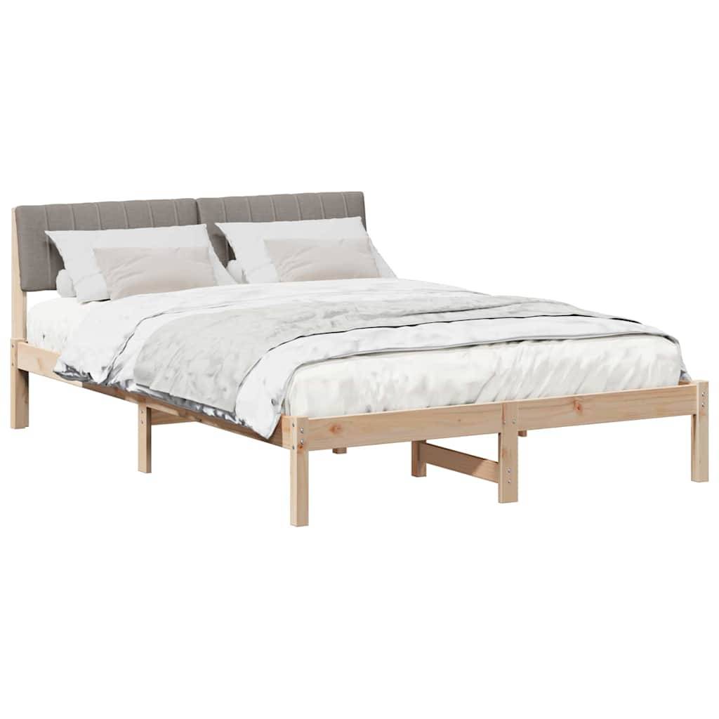 vidaXL Bettgestell Braun und Taupe 135 x 190 cm Massivholz Kiefer