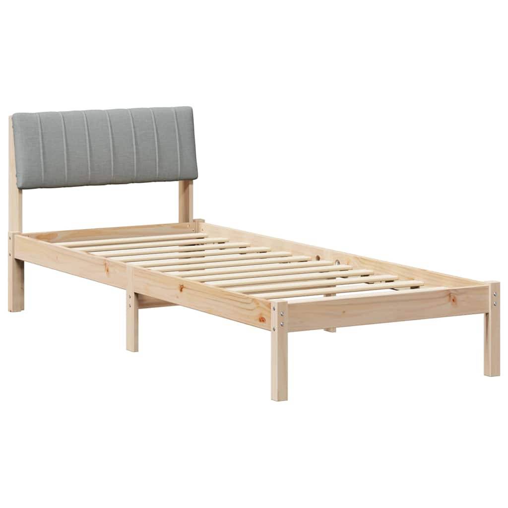 vidaXL Bettgestell Braun und hellgrau 75 x 190 cm Massivholz Kiefer