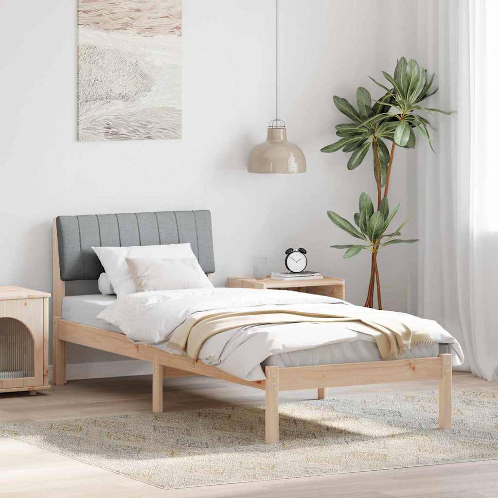 vidaXL Bettgestell Braun und hellgrau 75 x 190 cm Massivholz Kiefer