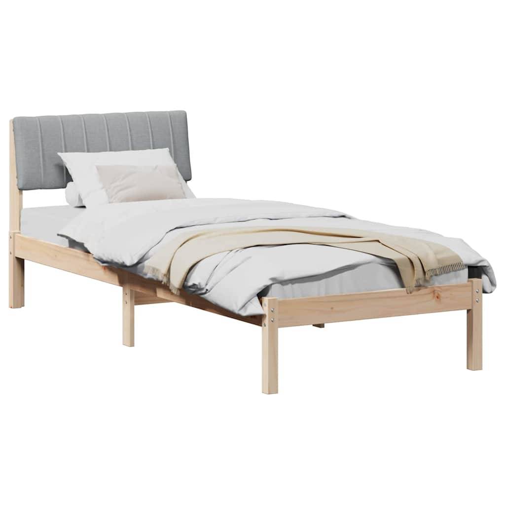 vidaXL Bettgestell Braun und hellgrau 75 x 190 cm Massivholz Kiefer