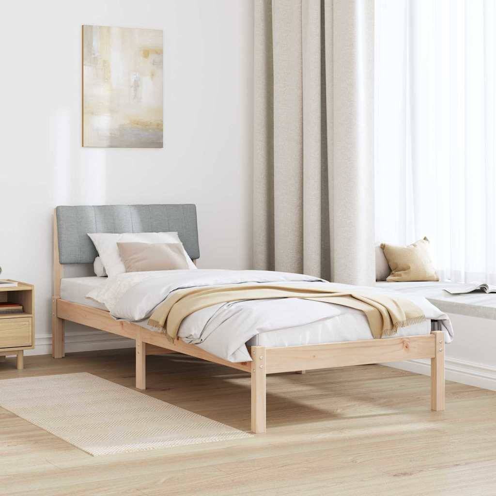 vidaXL Bettgestell Braun und hellgrau 75 x 190 cm Massivholz Kiefer