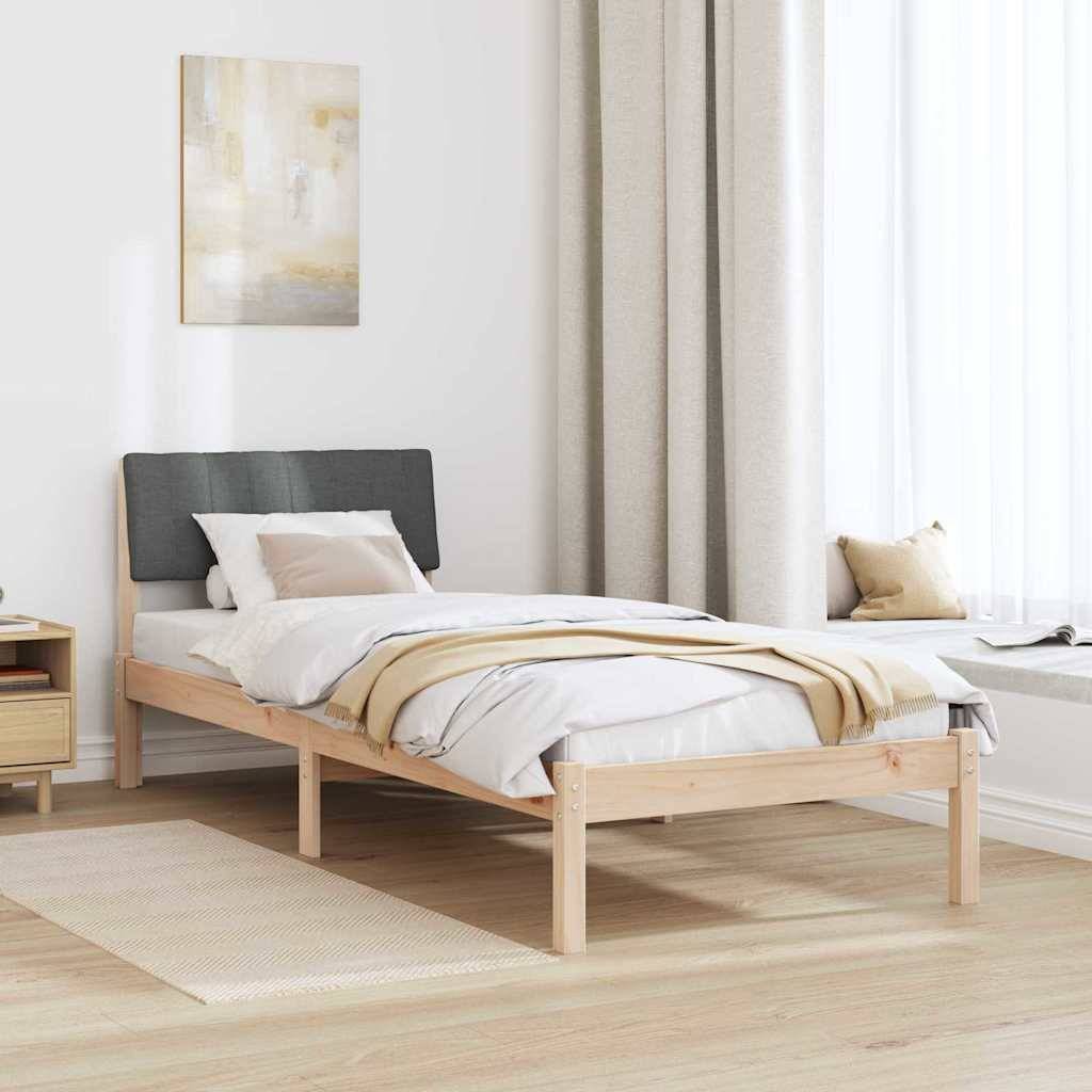 vidaXL Bettgestell Braun und Dunkelgrau 75 x 190 cm Massivholz Kiefer