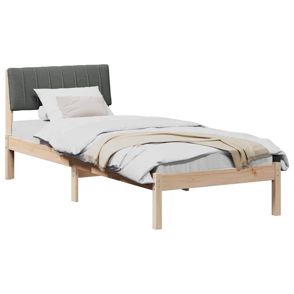 vidaXL Bettgestell Braun und Dunkelgrau 75 x 190 cm Massivholz Kiefer