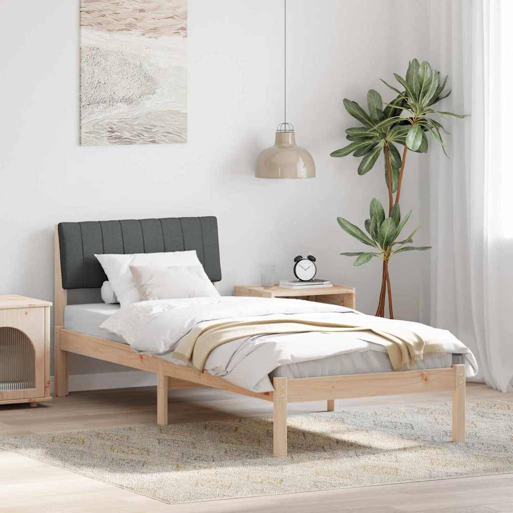 vidaXL Bettgestell Braun und Dunkelgrau 75 x 190 cm Massivholz Kiefer