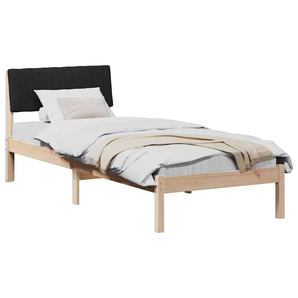 vidaXL Bettgestell Braun und Schwarz 75 x 190 cm Massivholz Kiefer