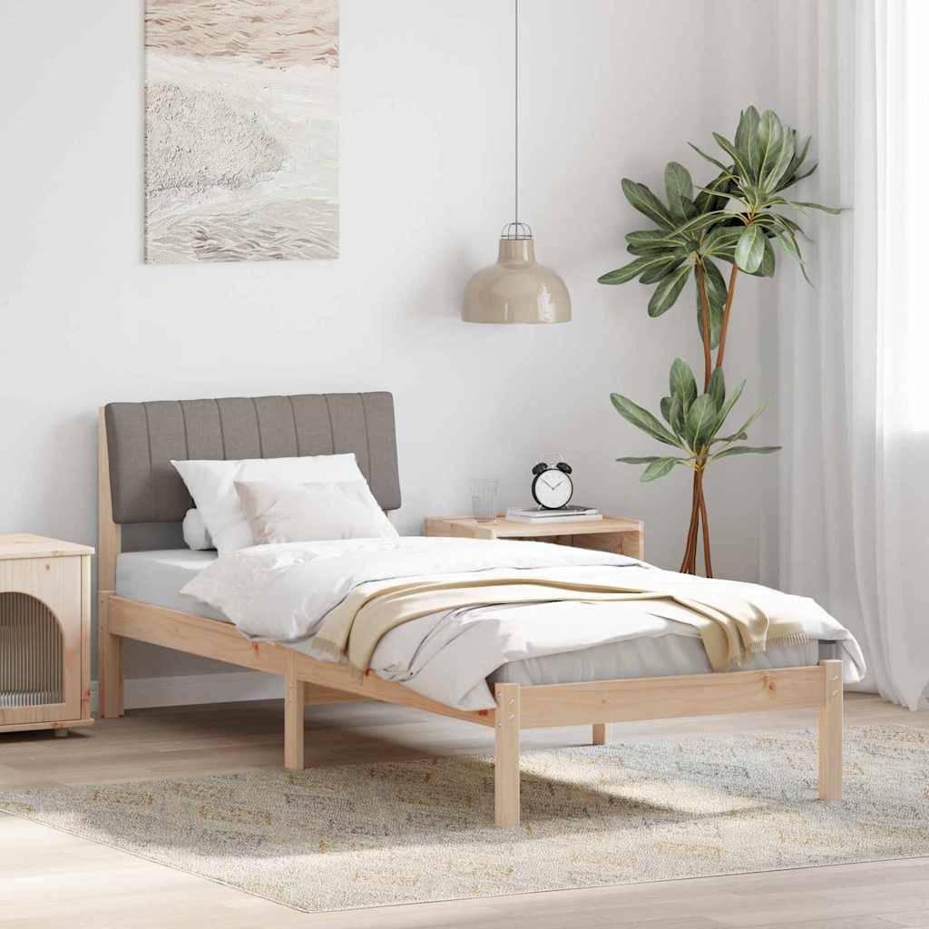 vidaXL Bettgestell Braun und Taupe 75 x 190 cm Massivholz Kiefer