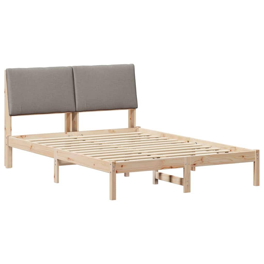 vidaXL Bettgestell Braun und Taupe 150 x 200 cm Massivholz Kiefer