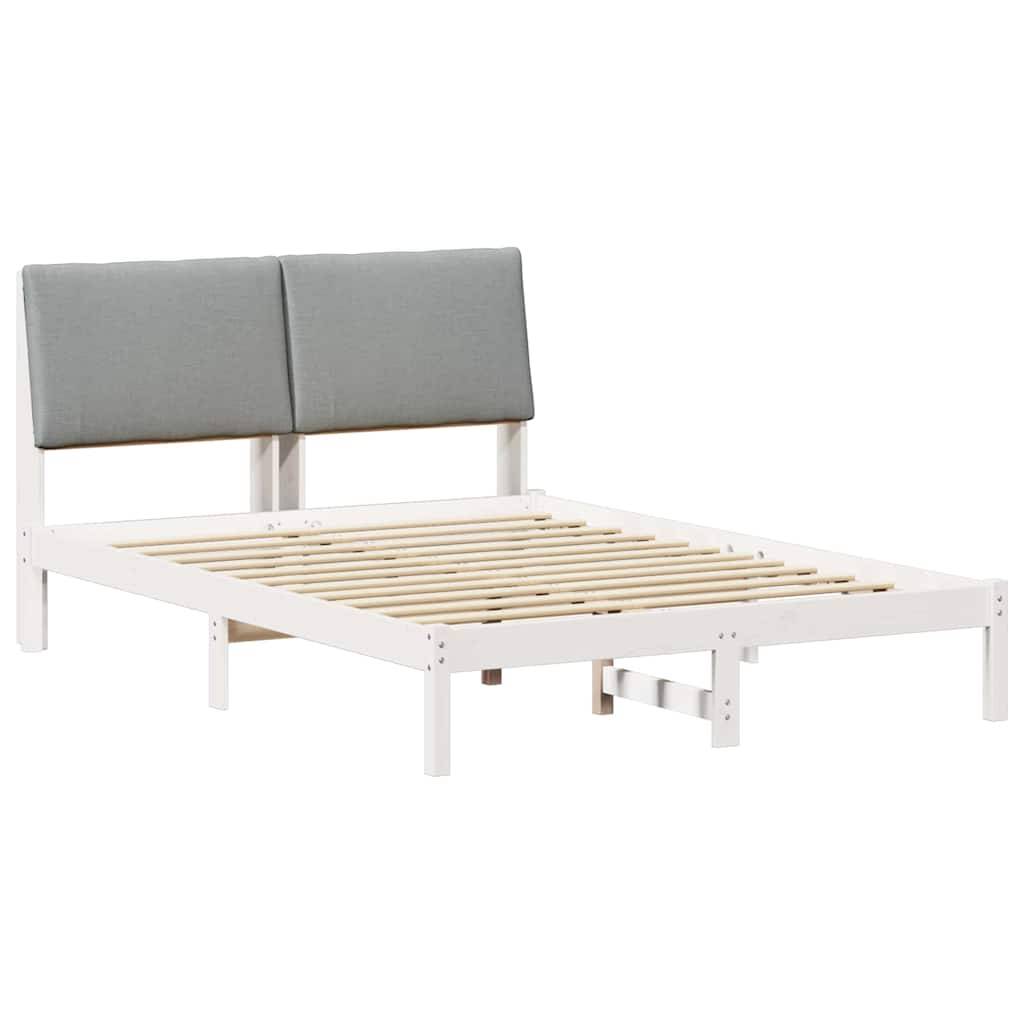 vidaXL Bettgestell Weiß und Hellgrau 150 x 200 cm Massivholz Kiefer