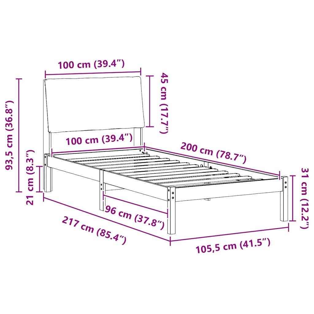 vidaXL Bettgestell Braun und Schwarz 100 x 200 cm Massivholz Kiefer