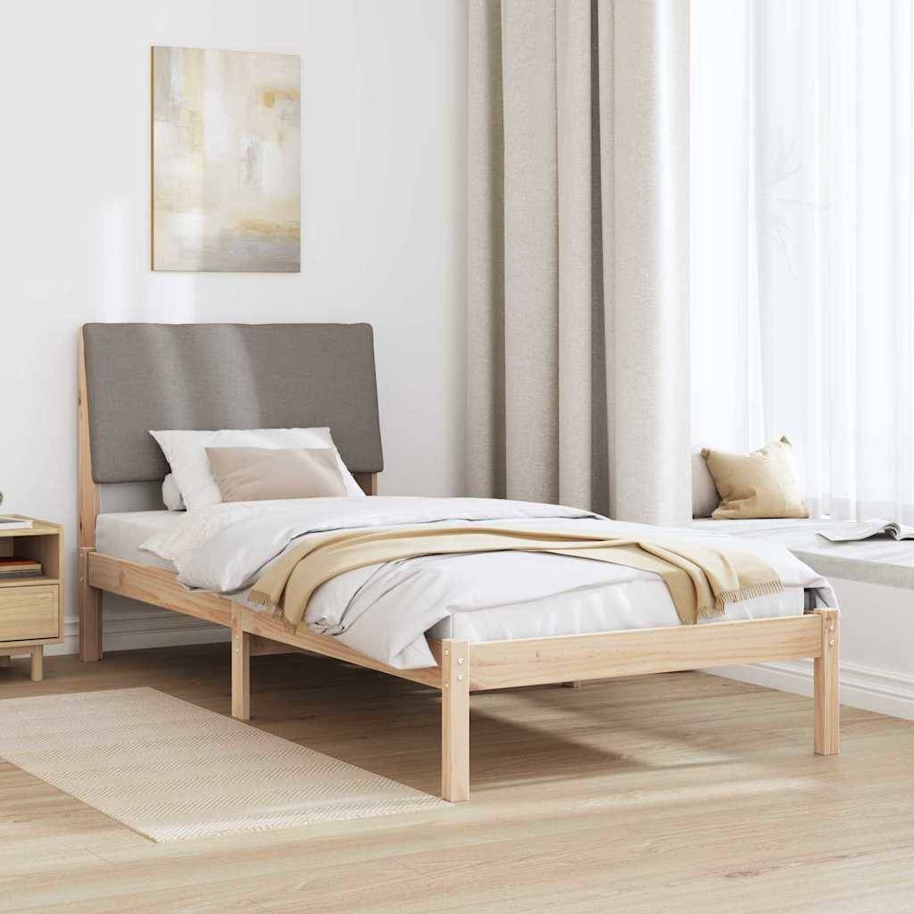 vidaXL Bettgestell Braun und Taupe 100 x 200 cm Massivholz Kiefer