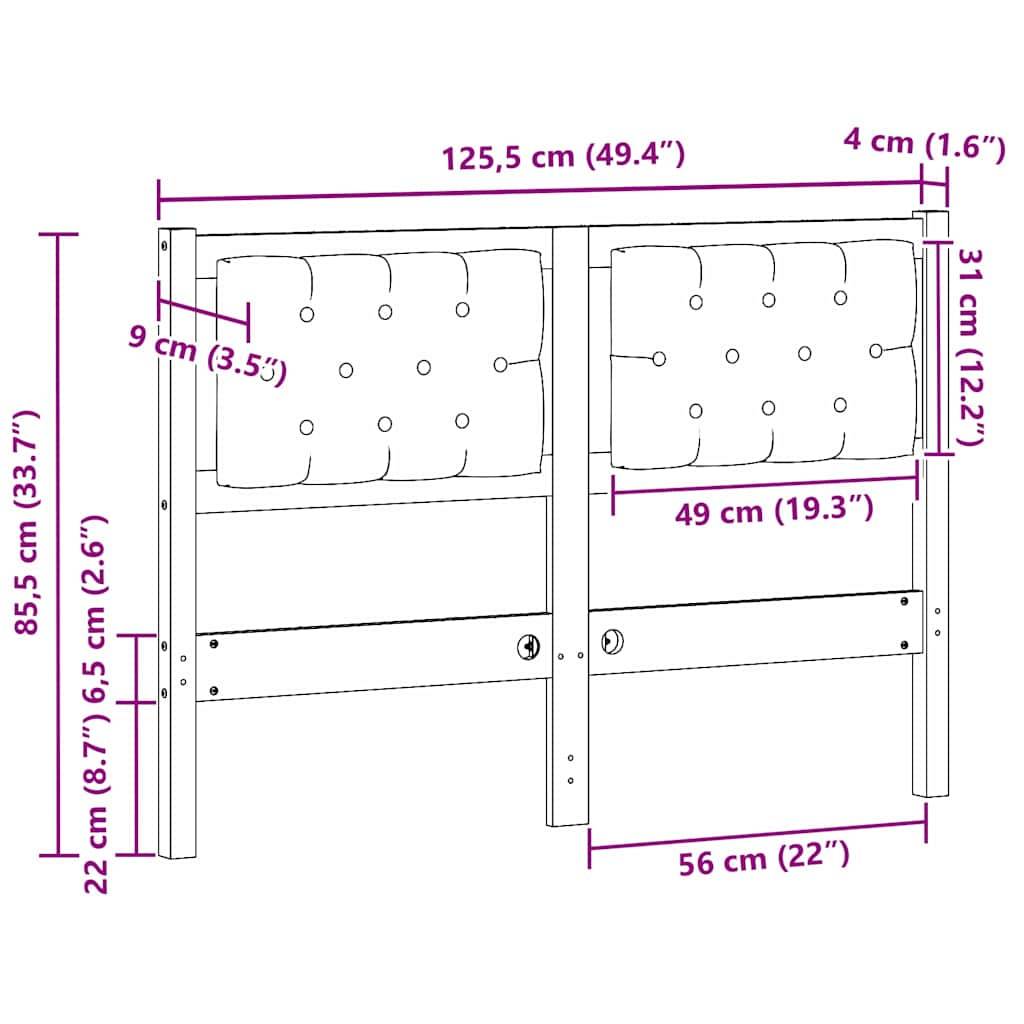 vidaXL Kopfteil Sonstiges Braun und Schwarz 120 cm Massivholz Kiefer