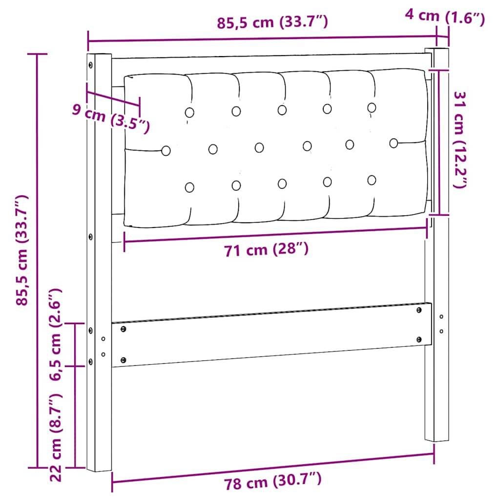 vidaXL Kopfteil Sonstiges Weiß und Hellgrau 80 cm Massivholz Kiefer