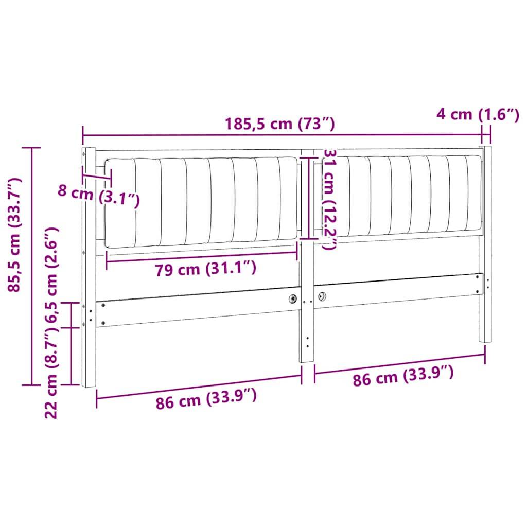 vidaXL Gepolstertes Kopfteil Braun 180 cm Massives Kiefernholz