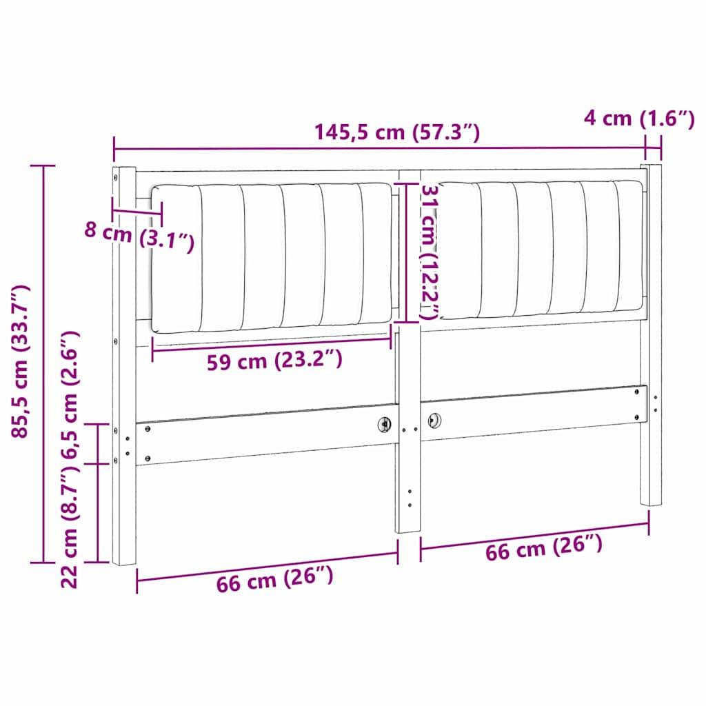 vidaXL Gepolstertes Kopfteil Braun 140 cm Massives Kiefernholz