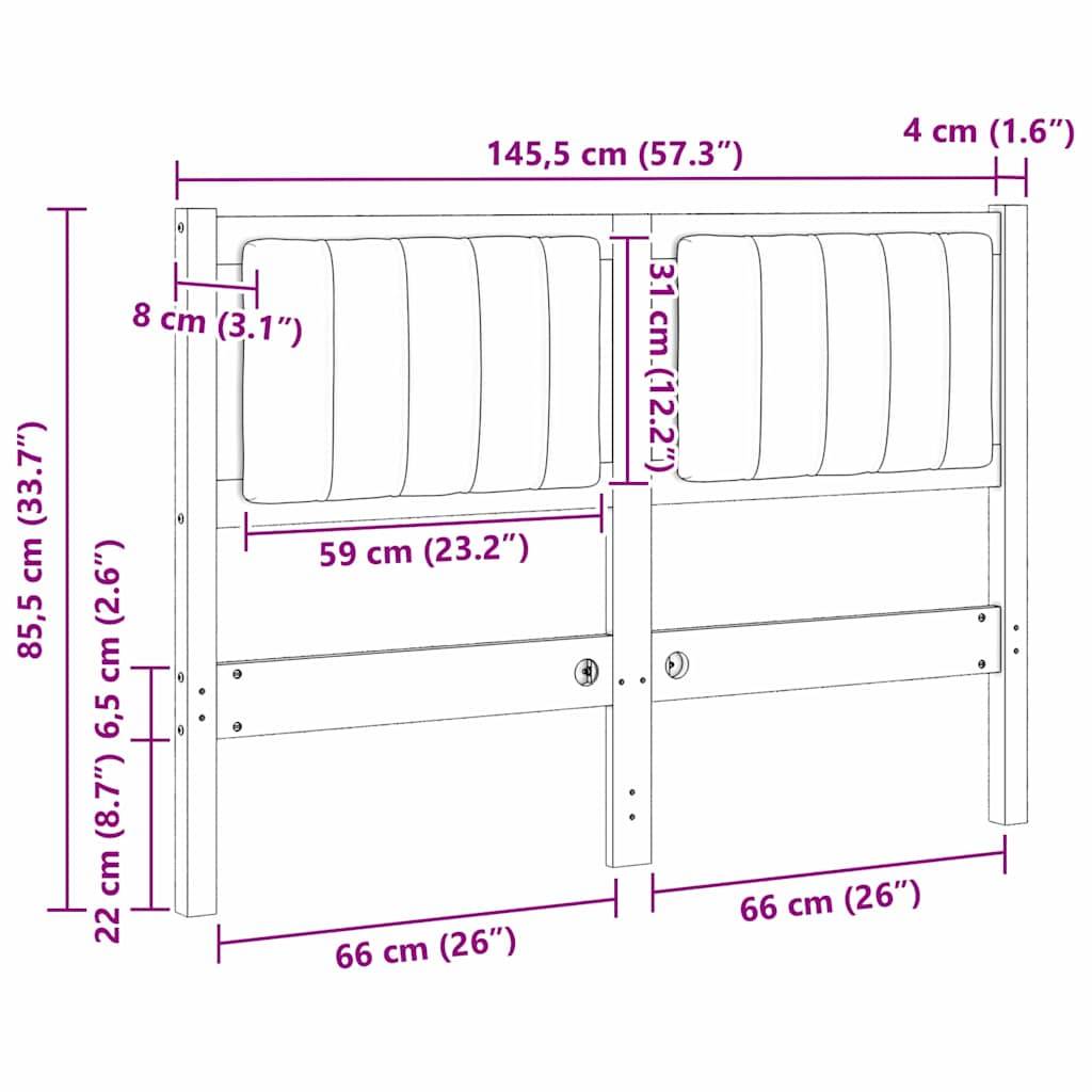 vidaXL Gepolstertes Kopfteil Braun 120 cm Massives Kiefernholz