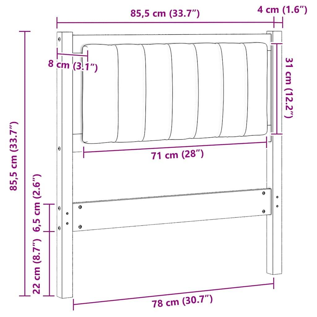 vidaXL Gepolstertes Kopfteil Braun 80 cm Massives Kiefernholz
