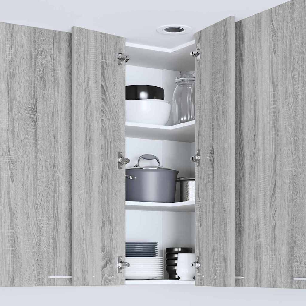 vidaXL Hängeschrank mit Speicher Grau Sonoma und Weiß 57 x 57 x 100 cm