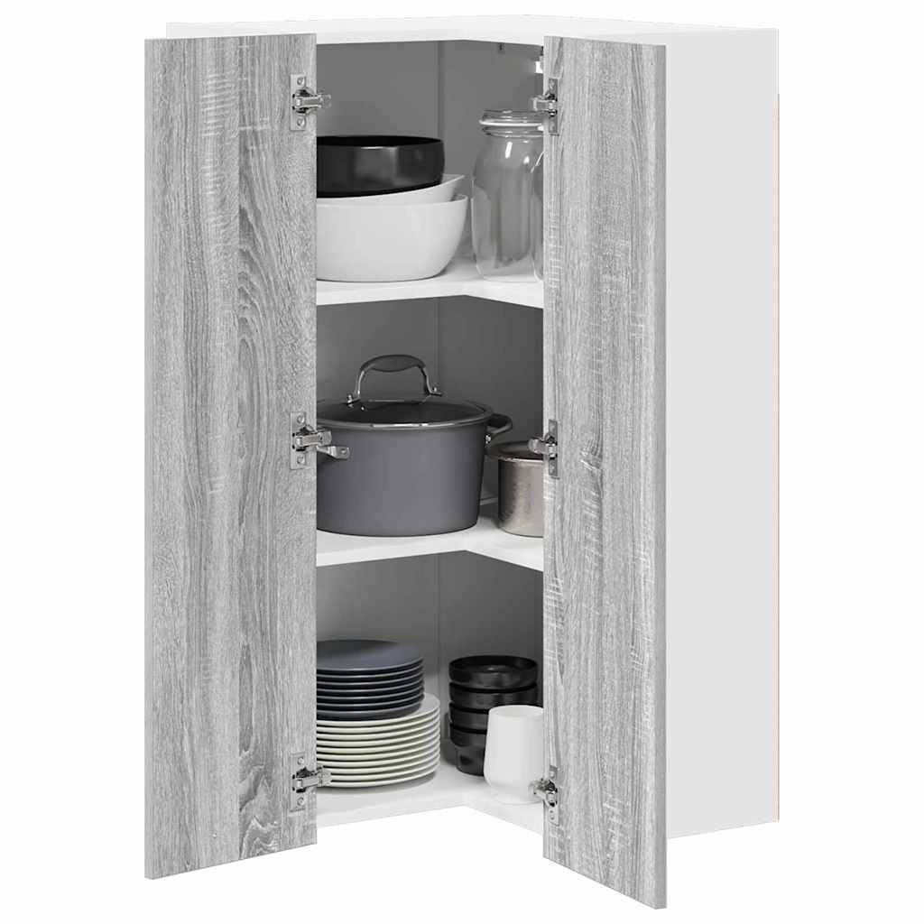 vidaXL Hängeschrank mit Speicher Grau Sonoma und Weiß 57 x 57 x 100 cm