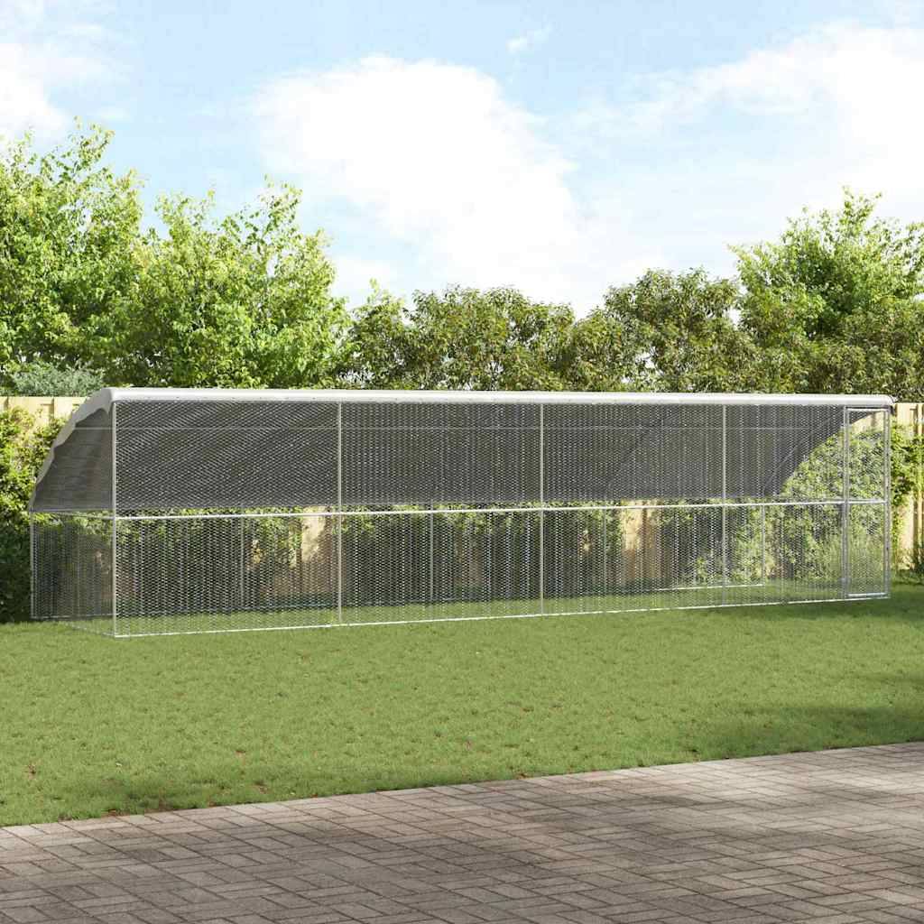 vidaXL Hühnerkäfig 4 pcs Silber 800 x 200 x 198,5 cm Verzinkter Stahl