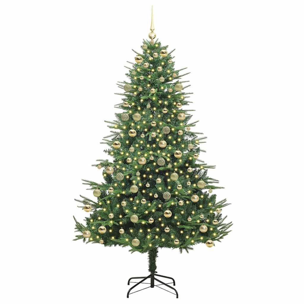 vidaXL Künstlicher vorbeleuchteter Weihnachtsbaum mit Kugelset Grün