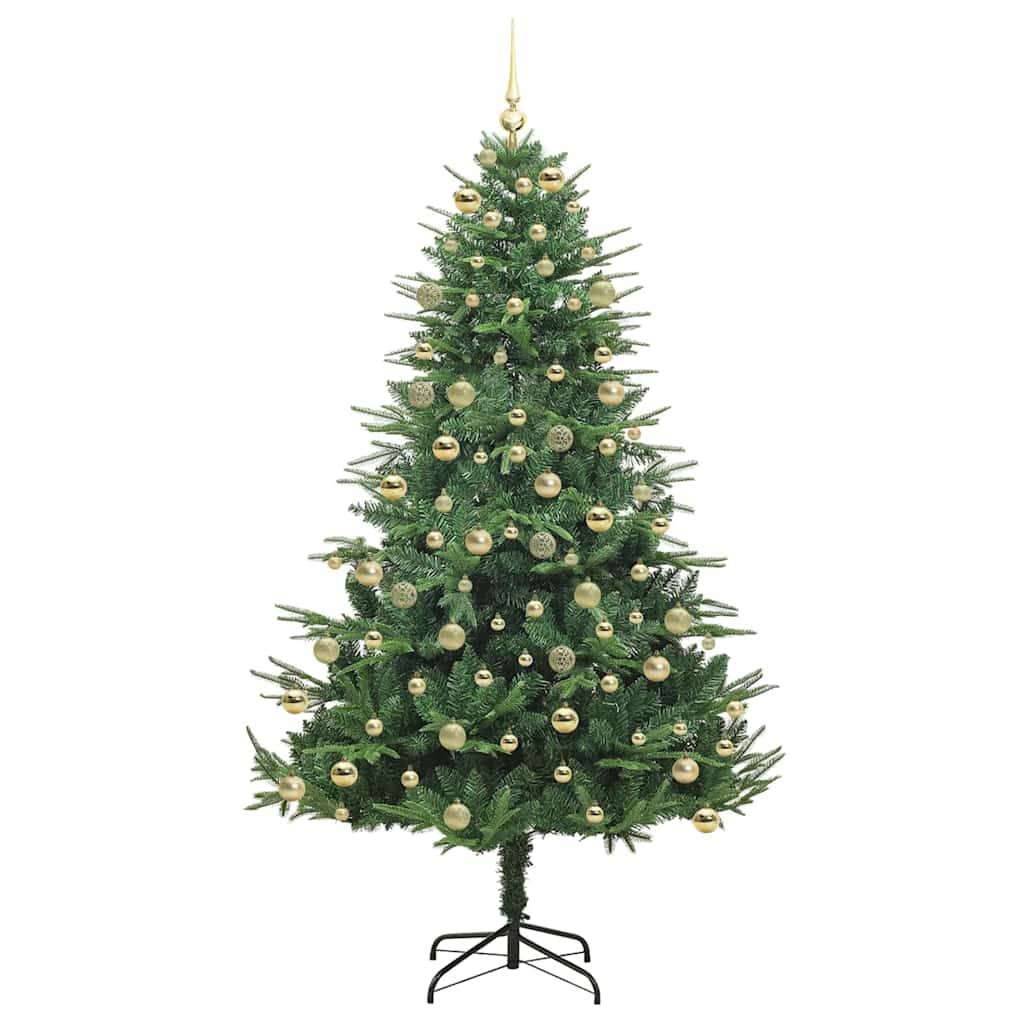 vidaXL Künstlicher vorbeleuchteter Weihnachtsbaum mit Kugelset Grün