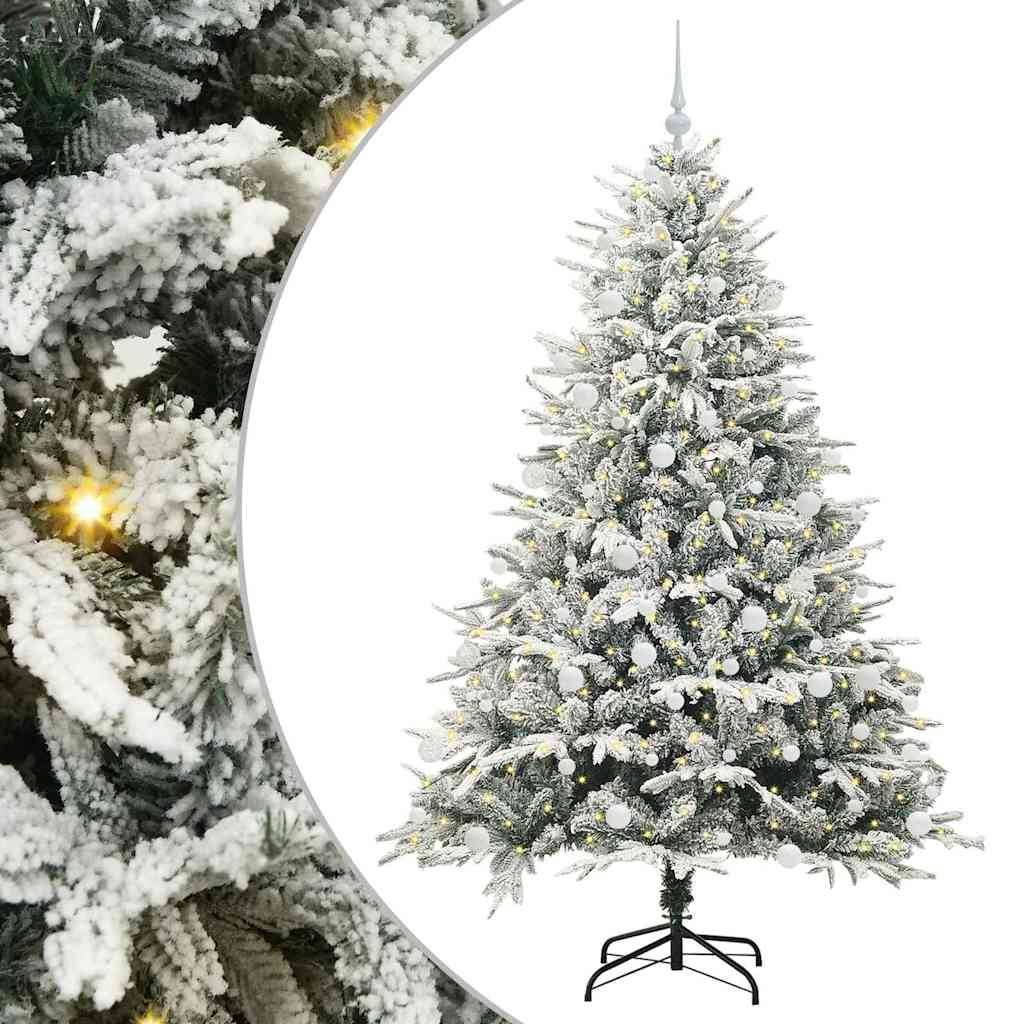 vidaXL Künstlicher vorbeleuchteter Weihnachtsbaum mit Kugelset Grün