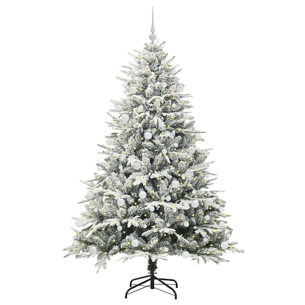 vidaXL Künstlicher vorbeleuchteter Weihnachtsbaum mit Kugelset Grün