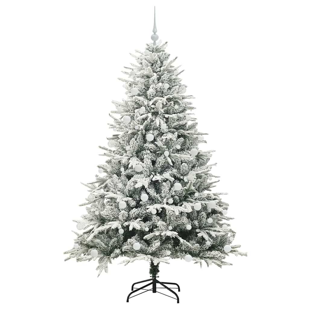 vidaXL Künstlicher vorbeleuchteter Weihnachtsbaum mit Kugelset Grün