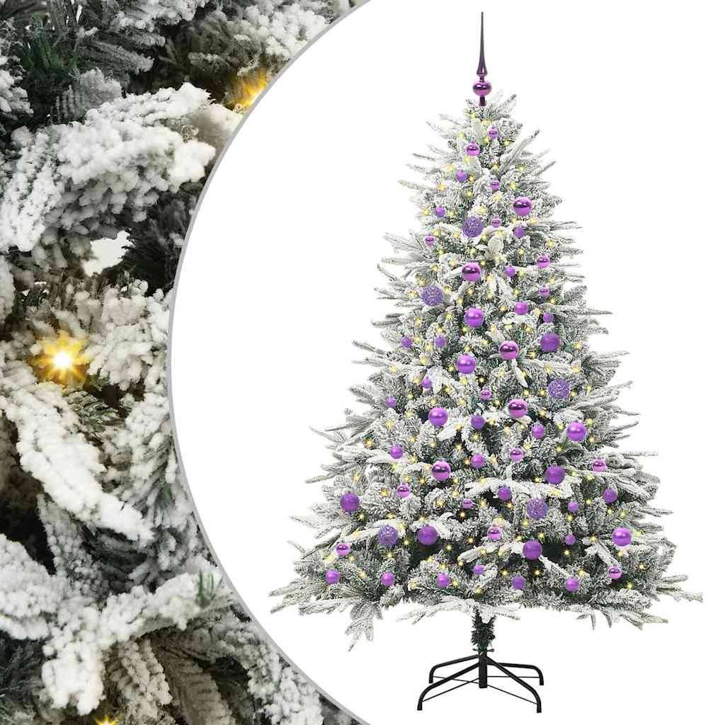 vidaXL Künstlicher vorbeleuchteter Weihnachtsbaum mit Kugelset Grün