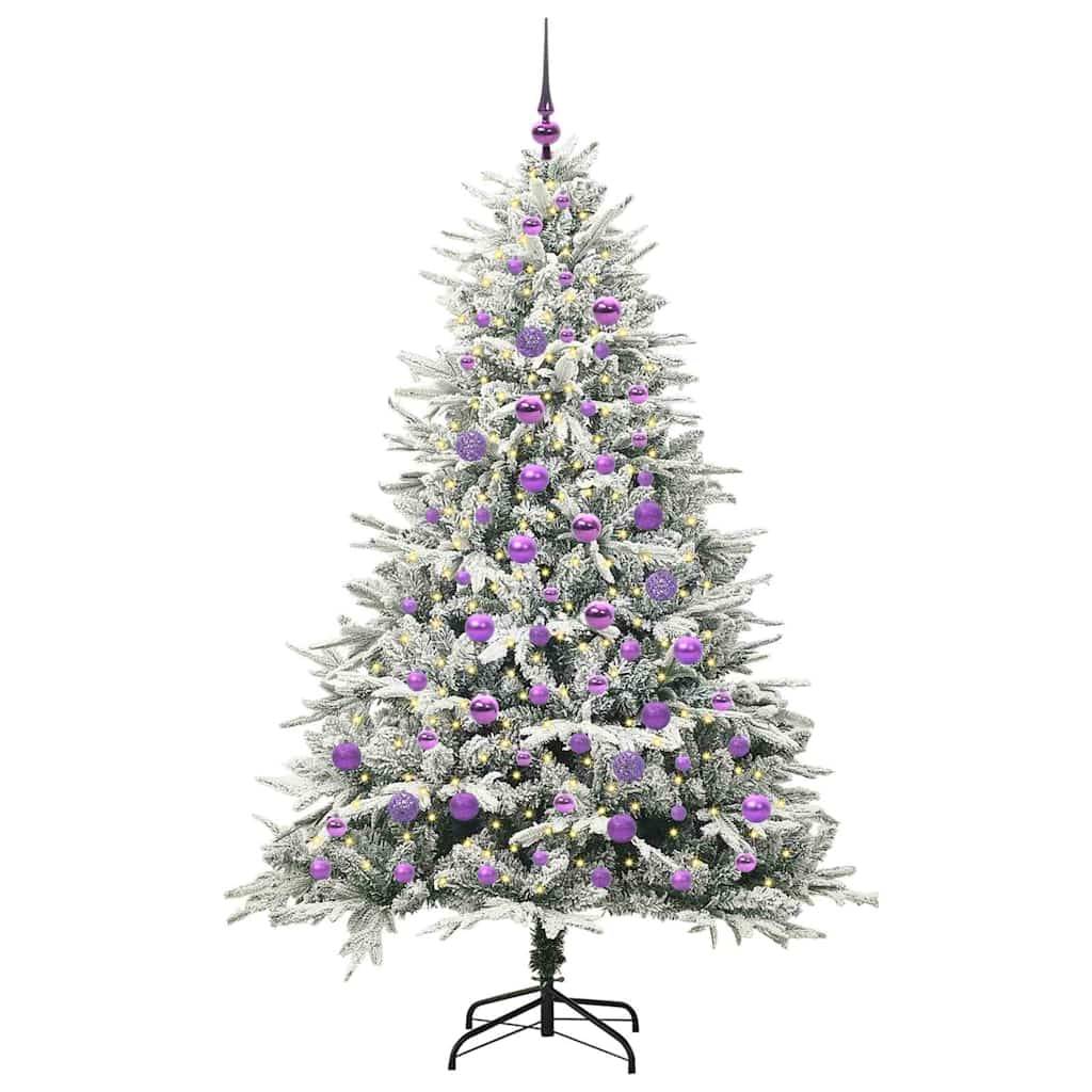 vidaXL Künstlicher vorbeleuchteter Weihnachtsbaum mit Kugelset Grün