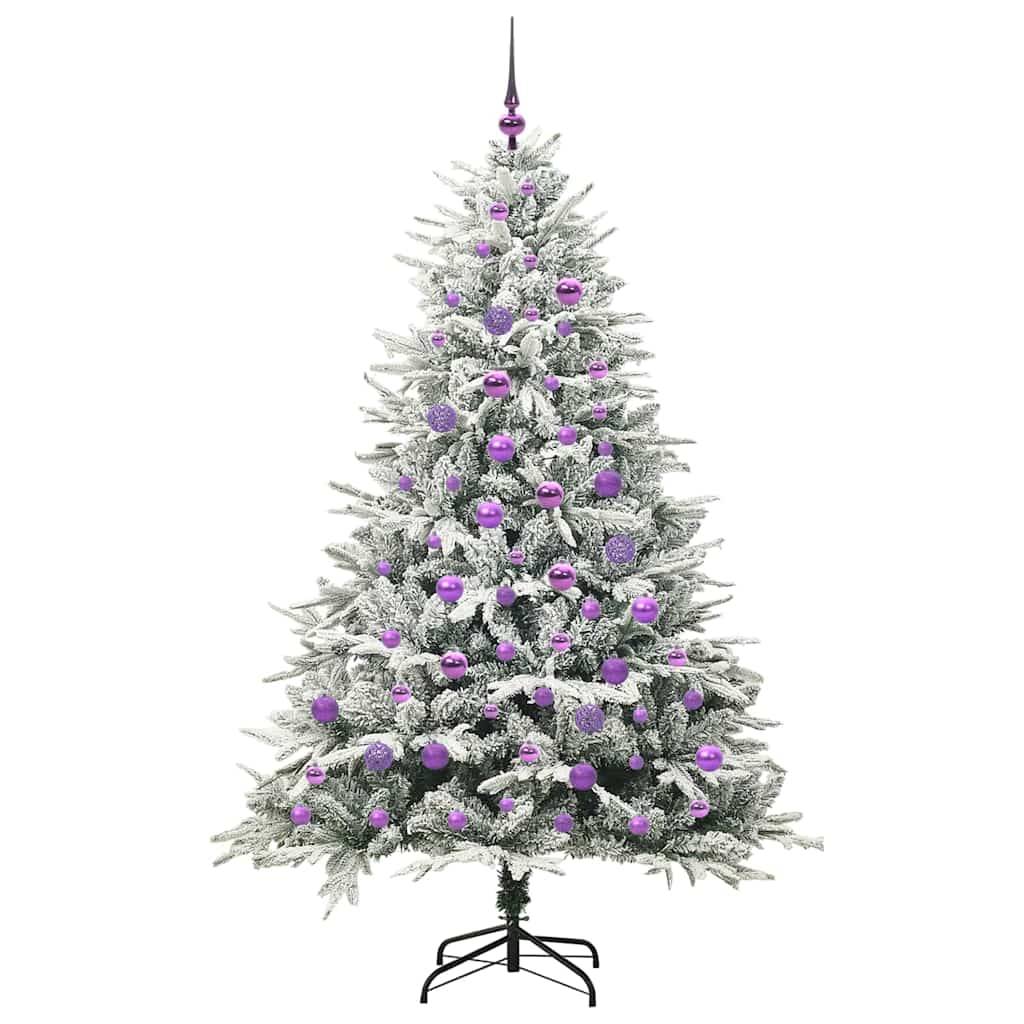 vidaXL Künstlicher vorbeleuchteter Weihnachtsbaum mit Kugelset Grün
